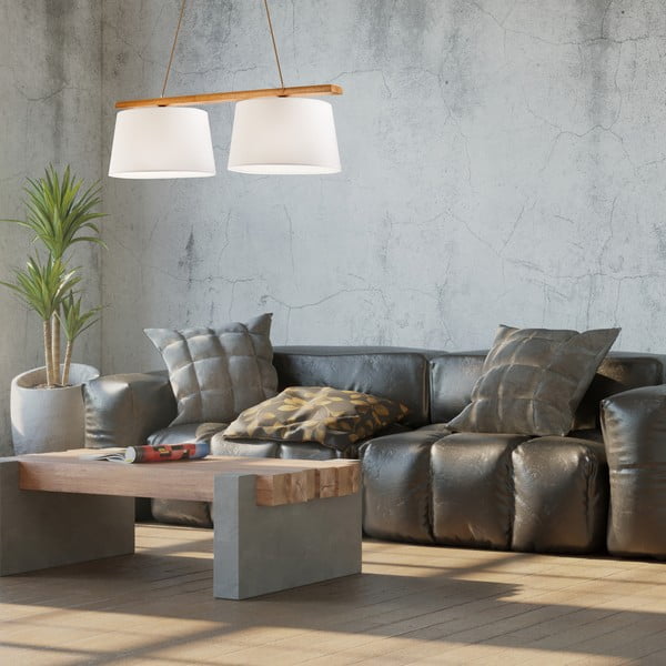 Brązowa lampa wisząca z tekstylnym kloszem ø 35 cm Aida – LAMKUR-image-3