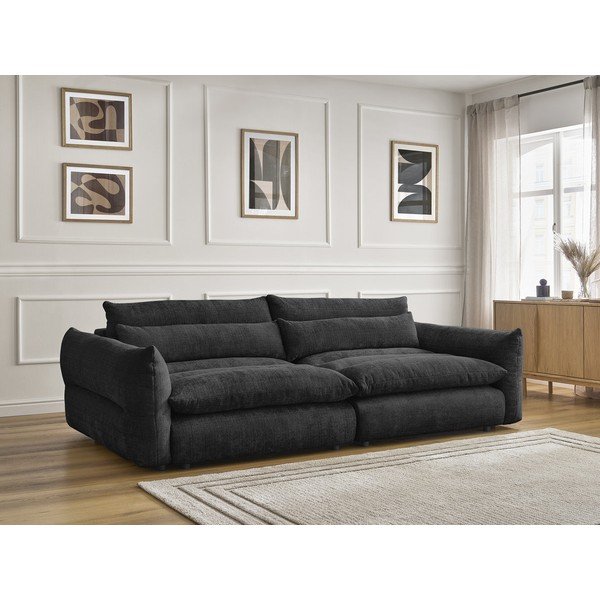 Czarna sofa z tkaniny szenilowej 276 cm Neil – Bobochic Paris-image-1