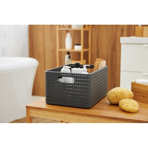 Ciemnoszary koszyk z plastiku z recyklingu Country – Rotho-image-4