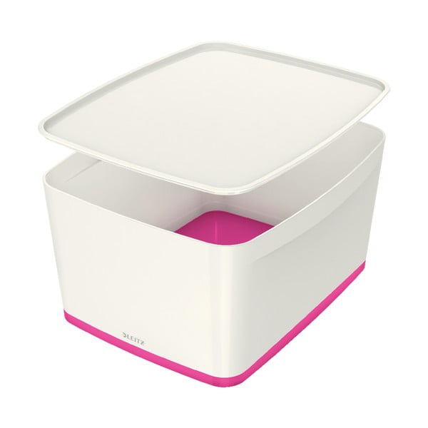 Biały/różowy plastikowy pojemnik z pokrywką 32x38.5x20 cm MyBox – Leitz