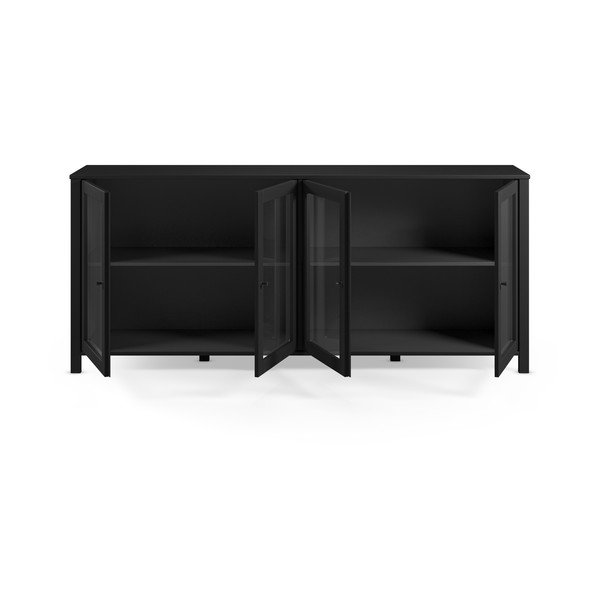 Czarna witryna z litego drewna sosnowego 186x80x40 cm Alessandra – Marckeric-image-3