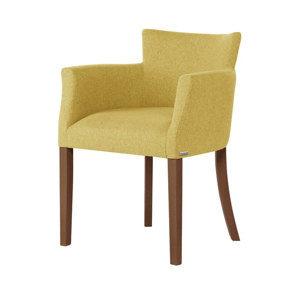 Żółte krzesło z ciemnobrązowymi nogami Ted Lapidus Maison Santal