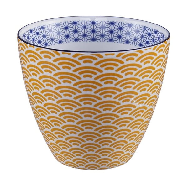 Żółto-biały kubek do herbaty Tokyo Design Studio Star/Wave, 350 ml