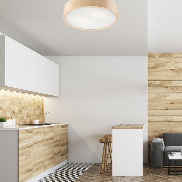 Jasnobrązowa lampa sufitowa ze szklanym kloszem ø 37 cm Eveline – LAMKUR-image-2