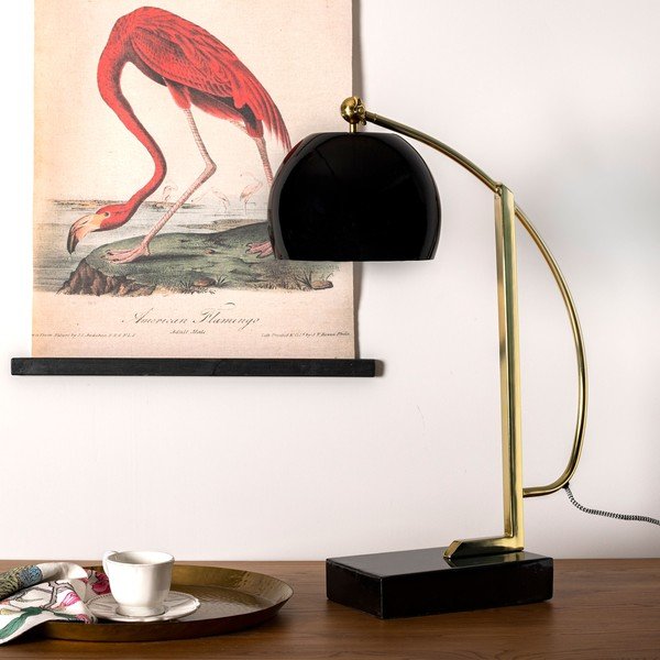 Lampa stołowa w kolorze czarni z połyskiem z metalowym kloszem (wys. 56 cm) Antique – HF Living-image-1