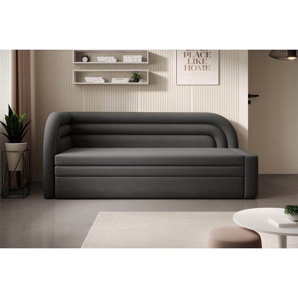 Szarobrązowa aksamitna rozkładana/ze schowkiem sofa lewostronna 223 cm Fabillo – ELTAP-image-1