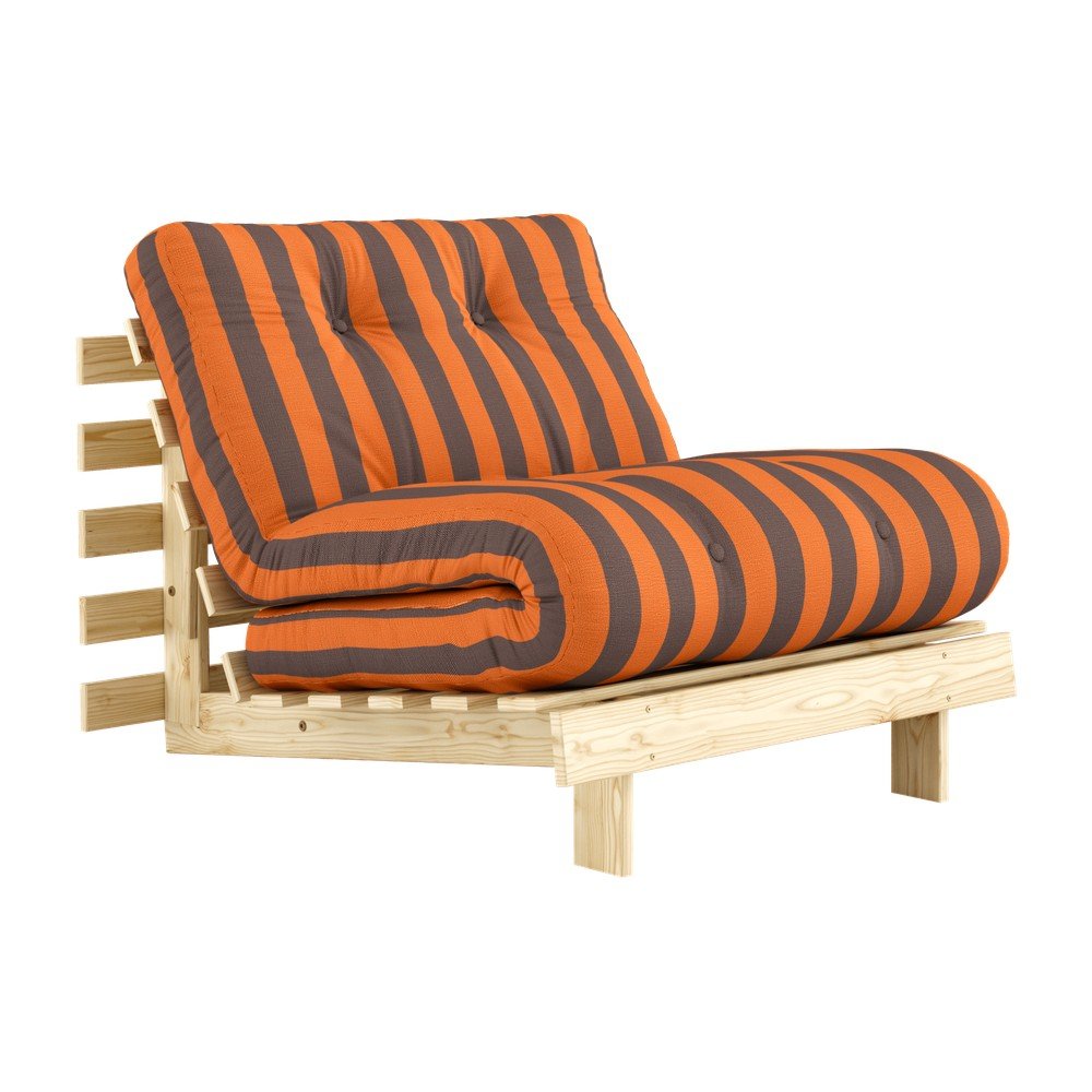 Pomarańczowy/brązowy fotel futon/drewniany Roots – Karup