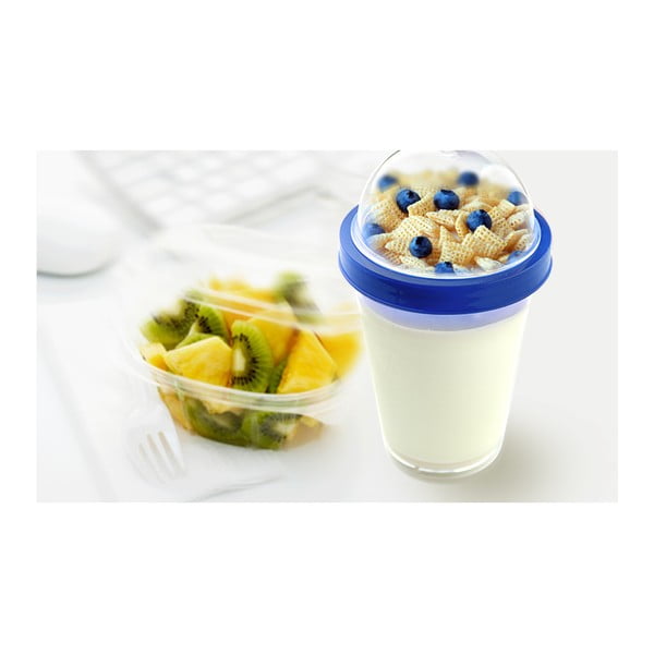 Niebieski pojemnik śniadaniowy Asobu Yo2GO, 360 ml-image-2