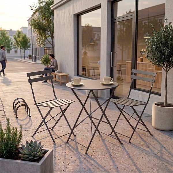 Antracytowy stalowy zestaw mebli ogrodowych dla 2 osób Austin – Bizzotto-image-1