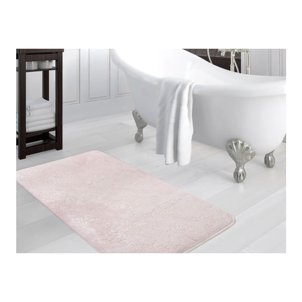 Jasnoróżowy dywanik łazienkowy Madame Coco Smooth, 100x150 cm