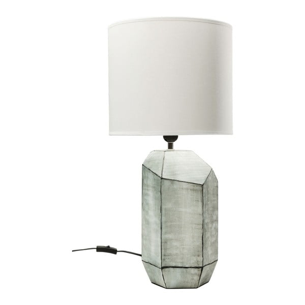 Szara lampa stołowa z białym abażurem Kare Design Diamond