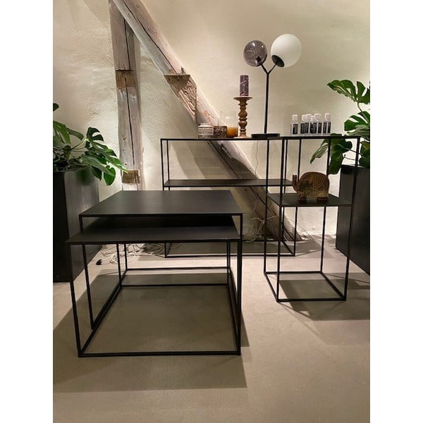 Czarne metalowe stoliki zestaw 2 szt. 65x65 cm Pebble – Unique Furniture-image-1