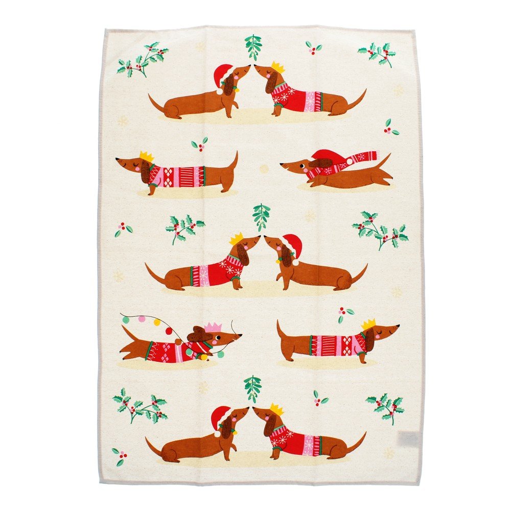 Bawełniana ścierka 70x50 cm Festive Sausage Dog – Rex London