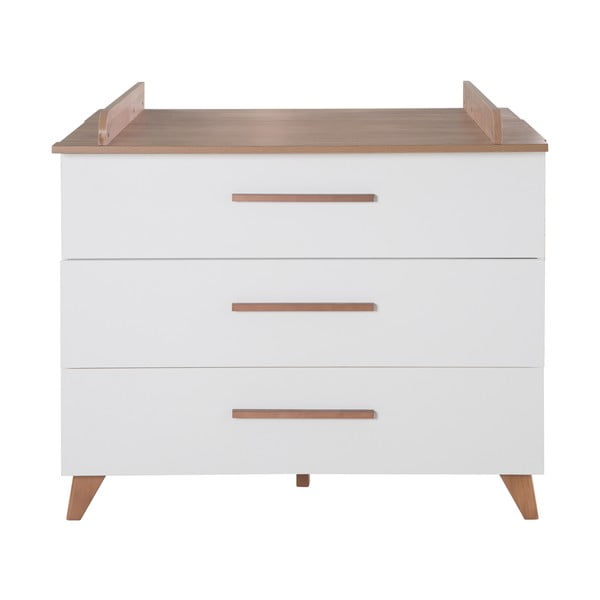 Biało-naturalna niska komoda dziecięca w dekorze dębu z przewijakiem 110x98 cm – Roba-image-2