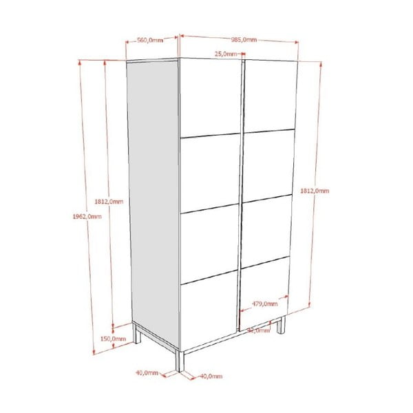Biała szafa dziecięca 99x196x58 cm Eva – Vipack-image-2