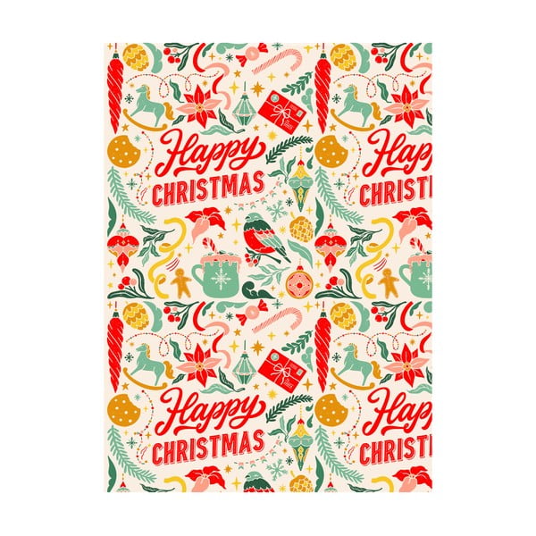 5 arkuszy papieru do pakowania prezentów eleanor stuart Happy Christmas, 50x70 cm