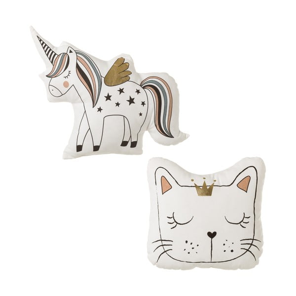Zestaw 2 poduszek w kształcie jednorożca i kota Unimasa