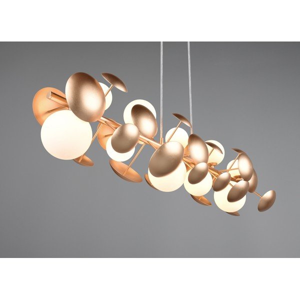 Lampa wisząca w biało-złotym kolorze ze szklanym kloszem Bubble – Trio Select-image-1