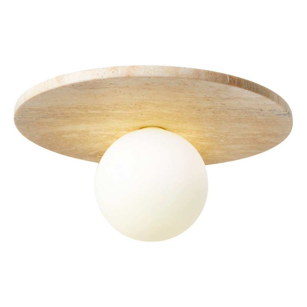 Beżowa kamienna lampa sufitowa ze szklanym kloszem ø 12 cm Hilde – Opviq lights