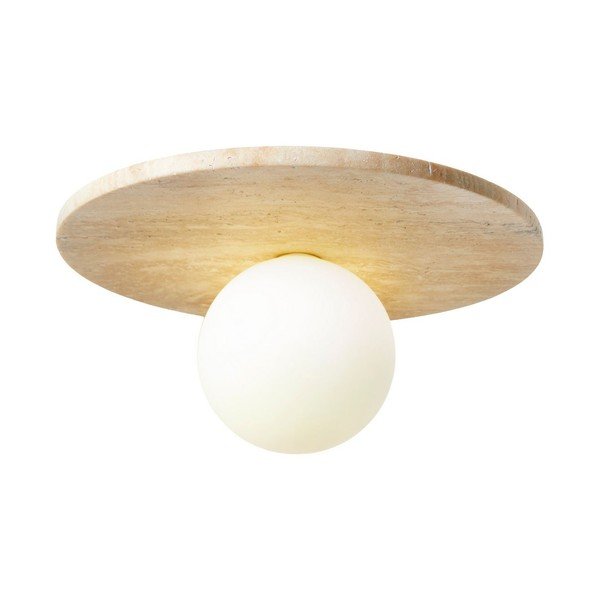 Beżowa kamienna lampa sufitowa ze szklanym kloszem ø 12 cm Hilde – Opviq lights