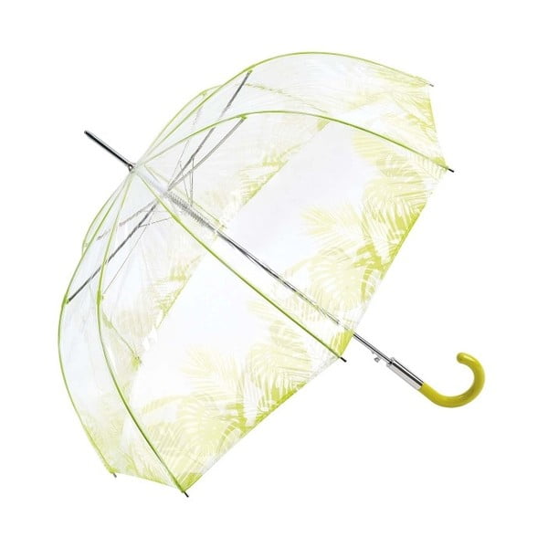 Przezroczysty parasol z zielonymi detalami Ambiance Birdcage Tropical Leaves, ⌀ 86 cm