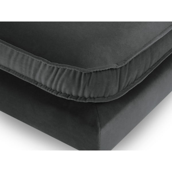 Ciemnoszary aksamitny podnóżek z czarnymi nogami Kooko Home Lento-image-3