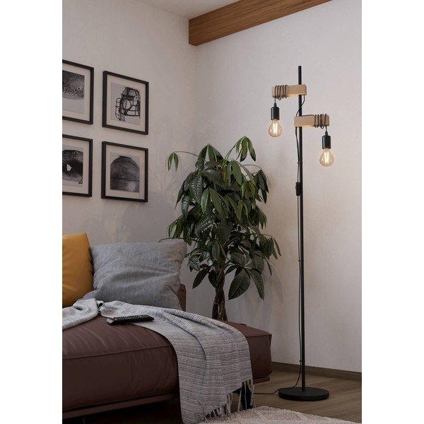 Lampa stojąca LED w czarno-naturalnym kolorze (wysokość 166,5 cm) TOWNSHEND – EGLO-image-1