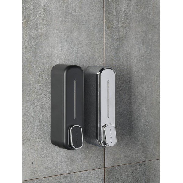 Ścienny plastikowy dozownik do mydła w kolorze srebra z połyskiem 350 ml Aqualine Mullet – Sapho-image-1