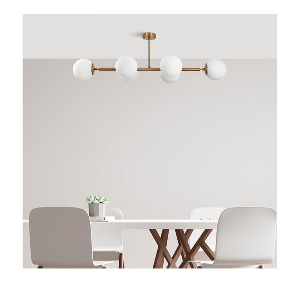 Lampa sufitowa w biało-złotym kolorze ze szklanym kloszem 40x110 cm Fazli – Opviq lights-image-2