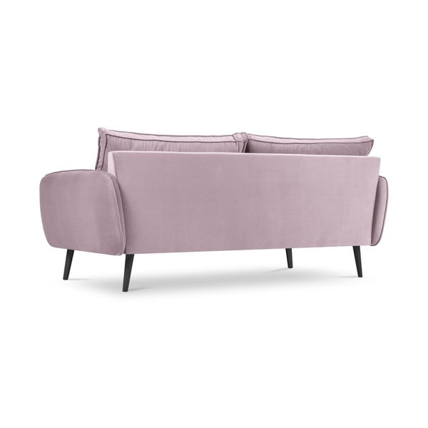 Jasnoróżowa aksamitna z czarnymi nogami sofa Kooko Home Lento, 198 cm-image-3