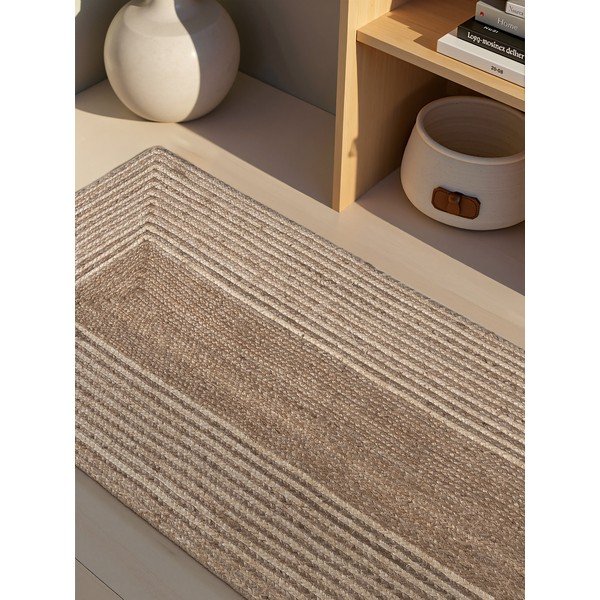 Chodnik z juty dwustronny/tkany ręcznie w jasnym naturalnym kolorze/w ciemnym naturalnym kolorze 80x300 cm Juno – Hanse Home-image-2