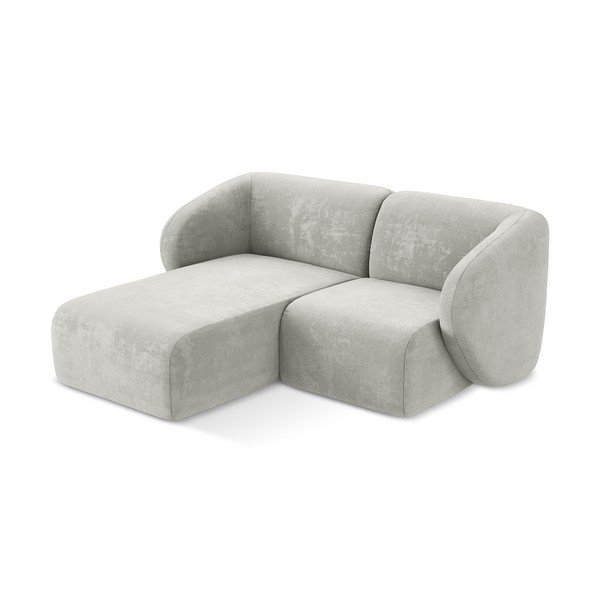 Jasnoszary narożnik z tkaniny szenilowej (lewostronny/z szezlongiem) Lani – Makamii-image-2