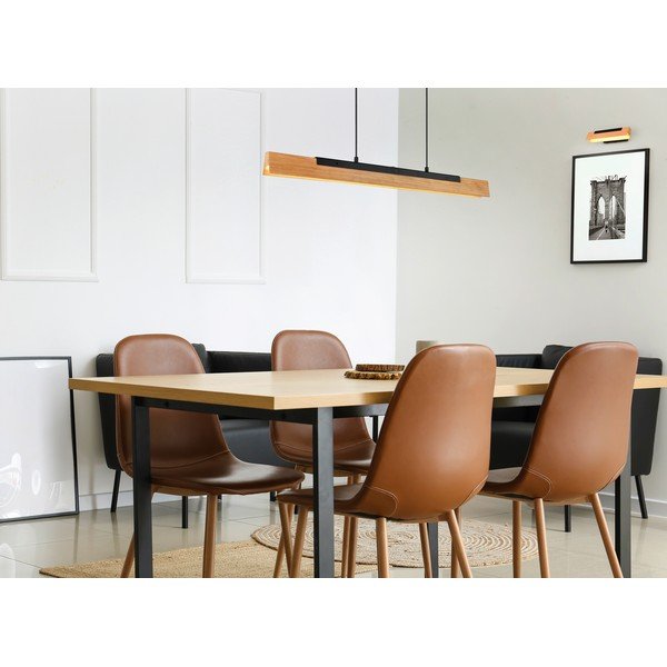 Lampa wisząca LED w kolorze matowej czerni z drewnianym kloszem Kerala – Trio-image-1