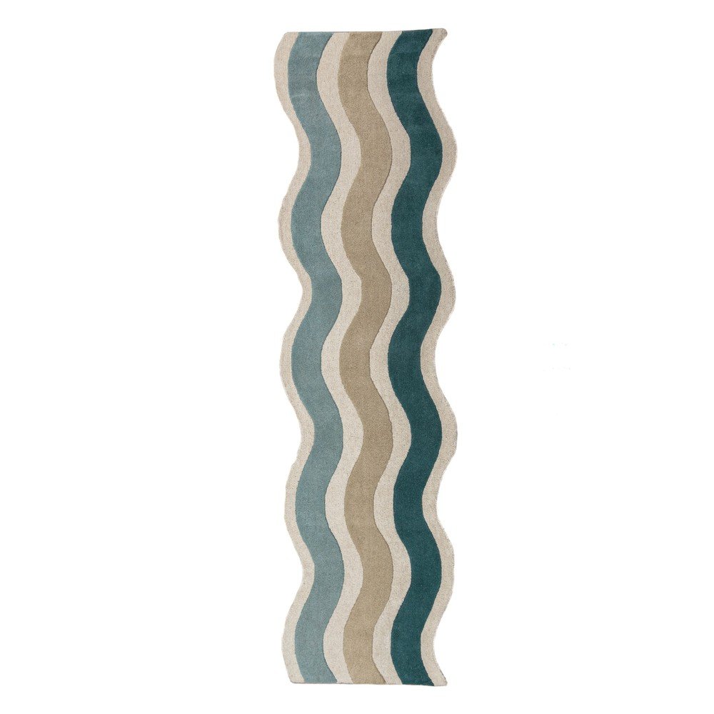Niebieski wełniany chodnik tkany ręcznie 80x300 cm Cascade Wool – Flair Rugs