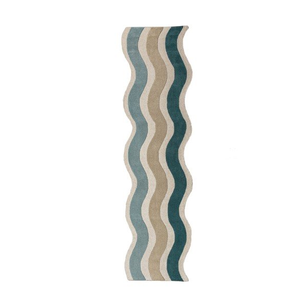 Niebieski wełniany chodnik tkany ręcznie 80x300 cm Cascade Wool – Flair Rugs