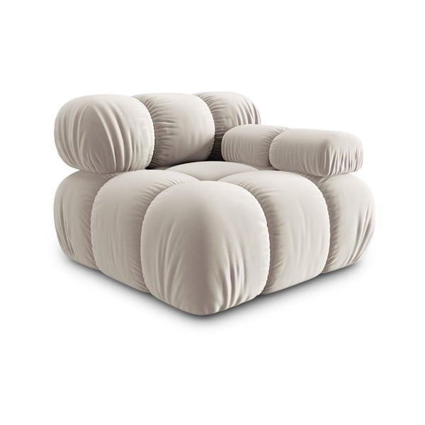 Beżowy aksamitny moduł sofy (prawostronny) Bellis – Micadoni -image-3