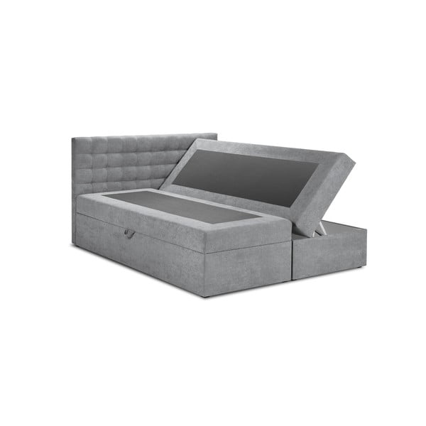 Szare łóżko boxspring ze schowkiem 200x200 cm Jade – Mazzini Beds-image-2
