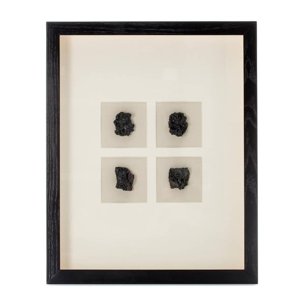 Dekoracja w ramie z 4 czarnymi minerałami Vivorum Mineral, 51,5x41,5 cm