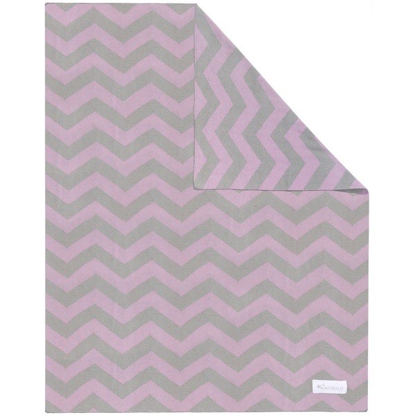 Różowo-szary bawełniany kocyk dziecięcy Kindsgut Zigzag, 80x100 cm-image-2