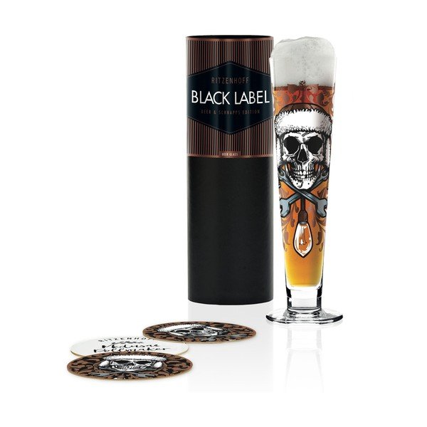 Komplet szklanki do piwa ze szkła kryształowego i 5 podkładek Ritzenhoff Medusa Dollmaker, 385 ml-image-1