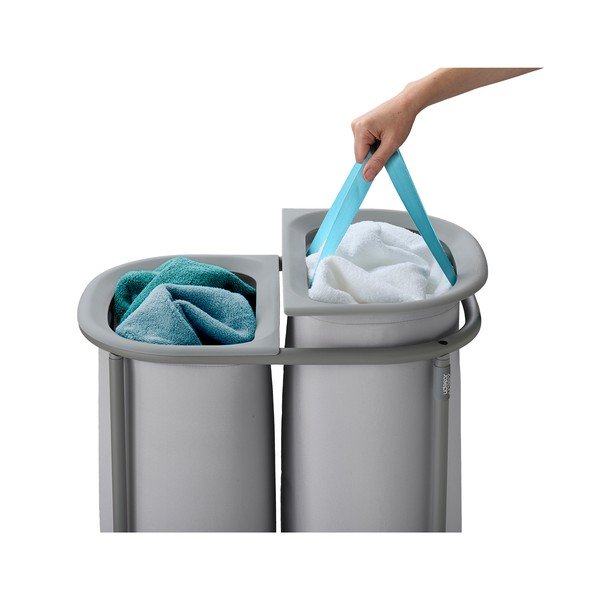 Jasnoszary tekstylny kosz na pranie 2x40 l Duo – Joseph Joseph-image-3