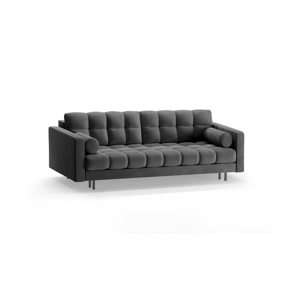 Ciemnoszara aksamitna rozkładana sofa ze schowkiem 222 cm Bali – Cosmopolitan Design-image-3