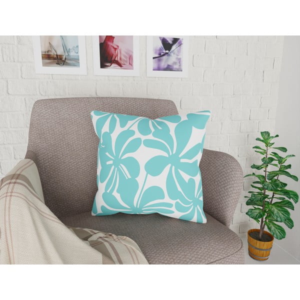 Turkusowo-biała poszewka na poduszkę Vitaus Jungle Paradiso, 43x43 cm-image-1