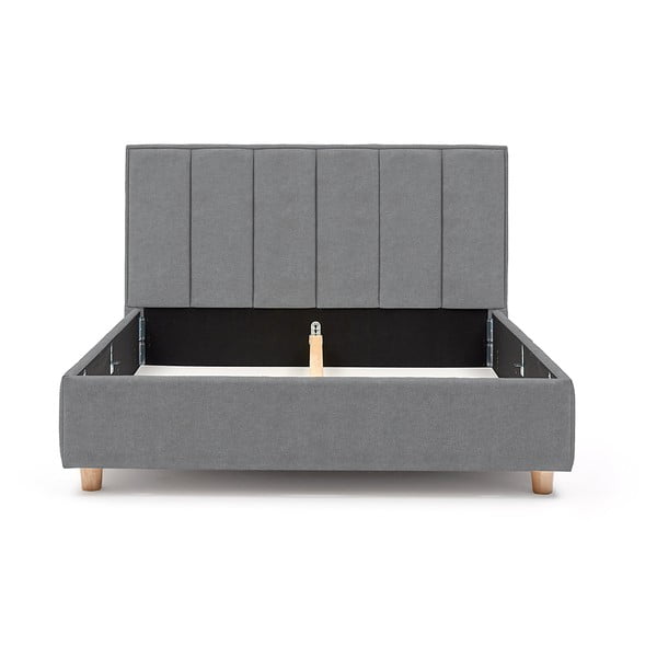 Niebieskoszare dwuosobowe łóżko ze stelażem i schowkiem DlaSpania Wega, 180x200 cm-image-3