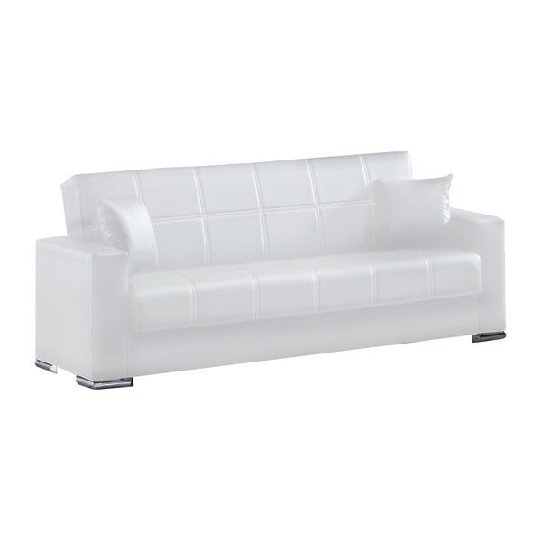 Biała trzyosobowa sofa rozkładana ze schowkiem Esidra Soft