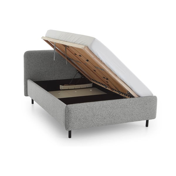 Jasnoszare tapicerowane łóżko dwuosobowe ze schowkiem ze stelażem 160x200 cm Primo – Meise Möbel-image-3