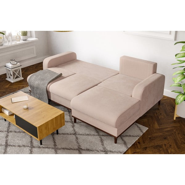 Beżowy sztruksowy narożnik (prawostronny) Beata – Ropez-image-1