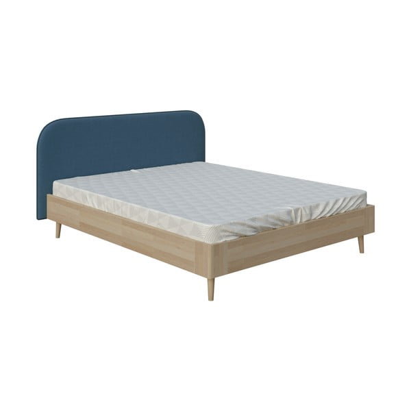 Niebieskie łóżko dwuosobowe DlaSpania Lagom Plain Wood, 140x200 cm