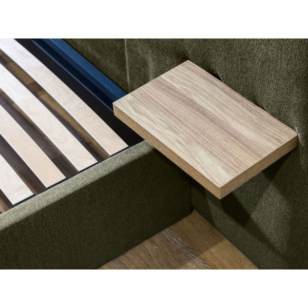 Ciemnozielone tapicerowane łóżko dwuosobowe ze schowkiem i stelażem 160x200 cm Blandine – Bobochic Paris-image-4