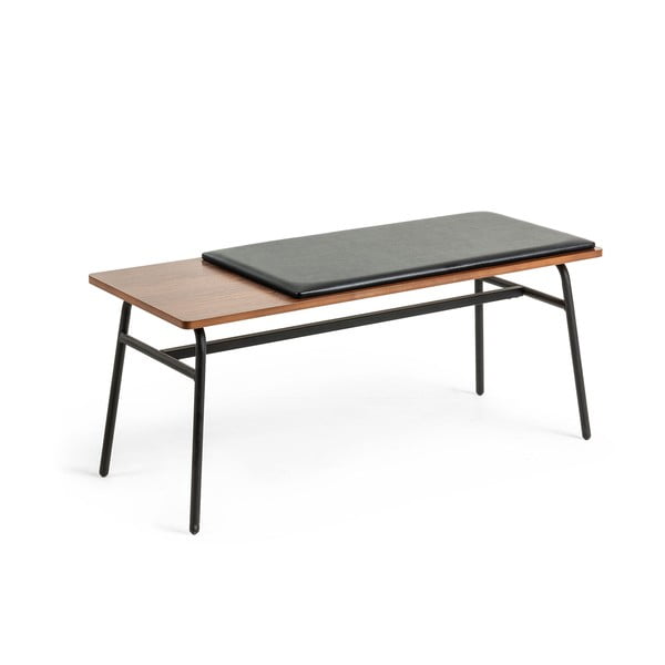 Czarno-brązowa ławka z imitacji skóry Carabel – Kave Home